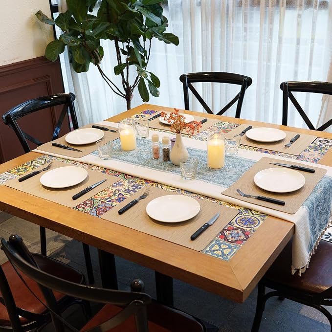 Faux Leather Placemats Set of 4 – 17x12 Inch Vinyl Table Mats, Heat Resistant - Image 2