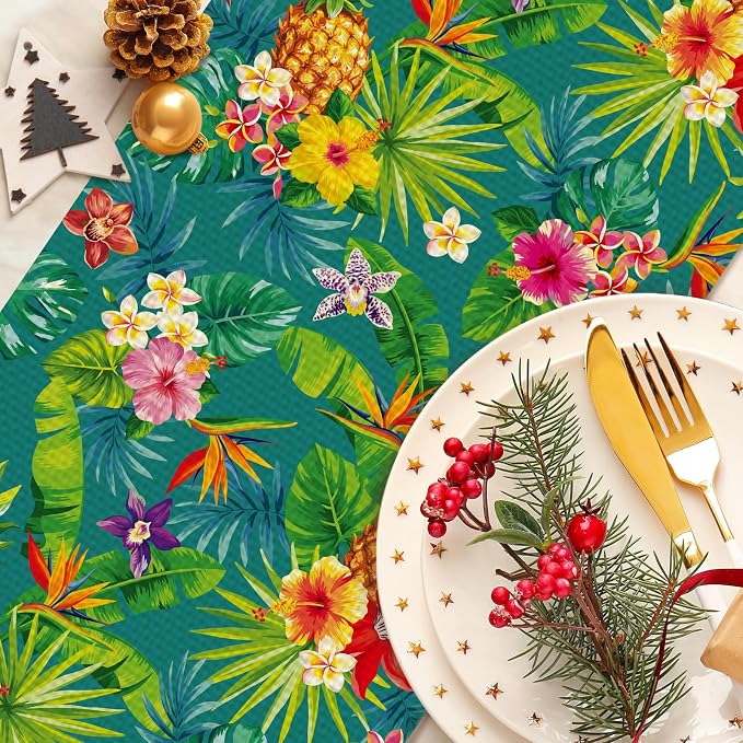 Tropical Pineapple Table Runner Burlap Kitchen Dining Linen Table Decoration - Image 4