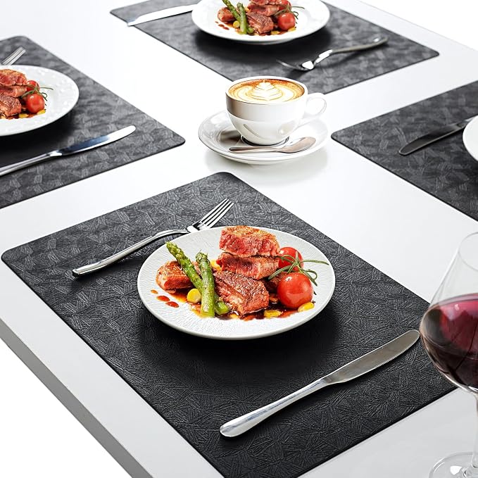Vinyl Placemats Set of 4 Faux Leather 100% Waterproof Wipeable Washable Place - Image 6