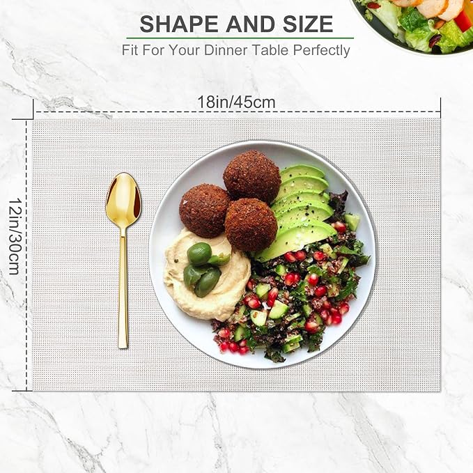 BETEAM Placemats Set of 6, Woven Vinyl Placemat - Image 5