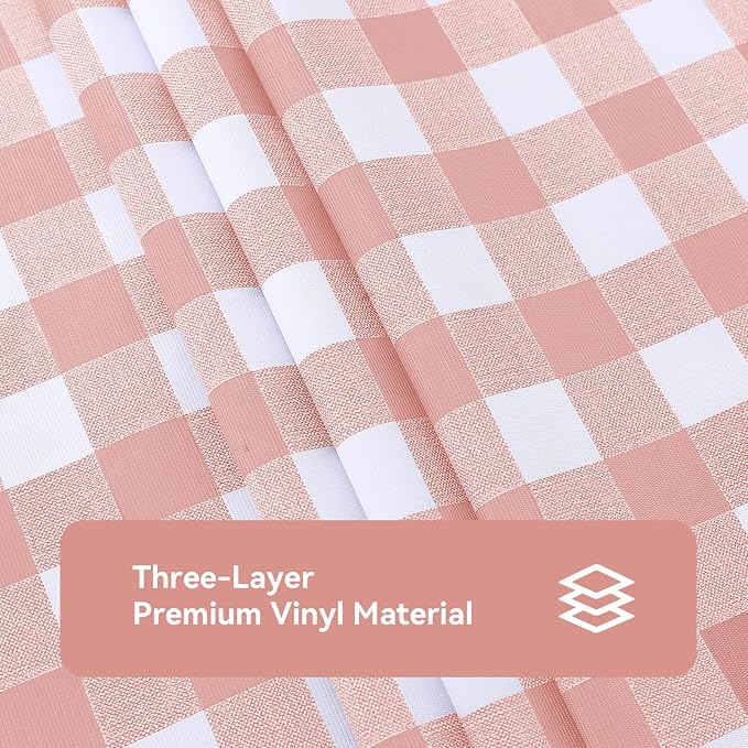 Romanstile Rectangle Vinyl Tablecloth, 100% Waterproof Checkered Plastic Table - Image 5