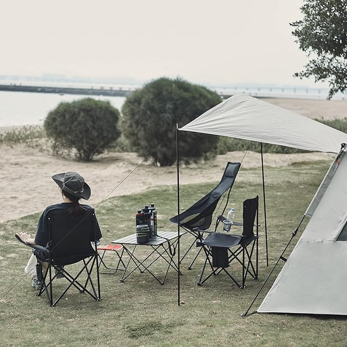 Black Folding Camping Chair, 4 lb Lightweight with Carry Bag