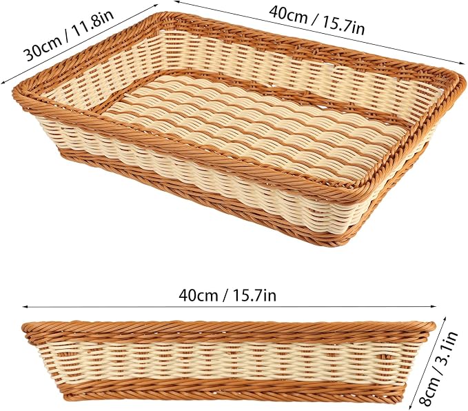 4 PCS 16x12 Inch Wicker Bread Basket, Woven Serving Basket, Tabletop Food - Image 2