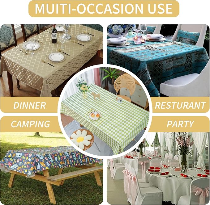 Rectangle Table Cloth, 100% Waterproof Tablecloth Oil Proof Spill Proof Vinyl - Image 6