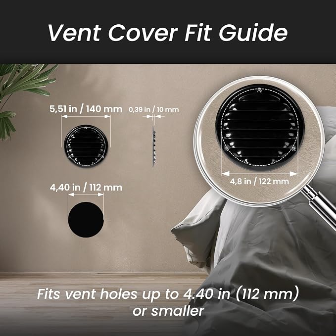 Repa Market 2-Pack 4 Inch Round Air Vent Cover/Black Galvanized Steel Louvered - Image 3