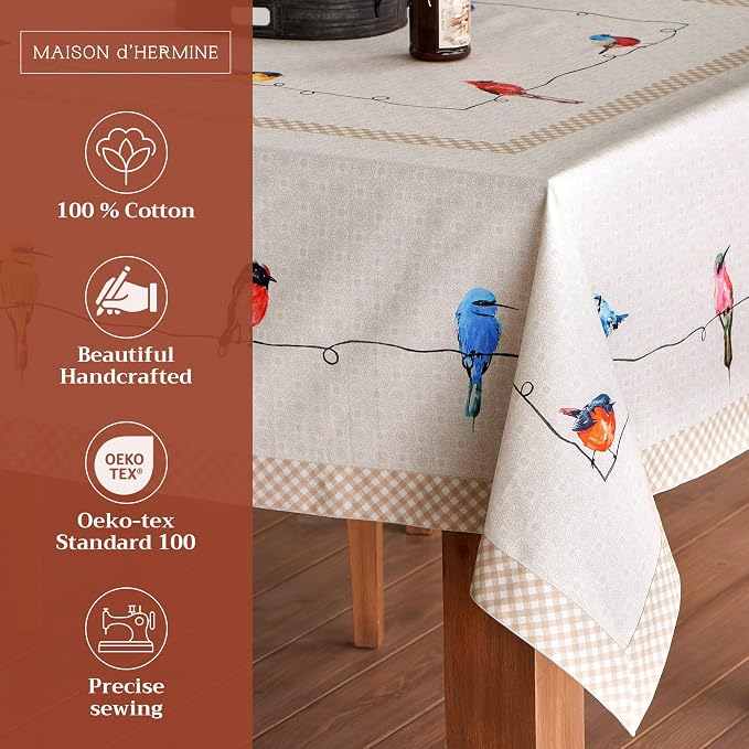 Maison d' Hermine Table Cloth Rectangle Table 100% Cotton 70 x 120 Inches - Image 2