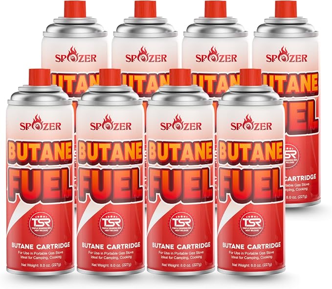 Butane Fuel Canister, 8oz Butane Refill by SPOZER