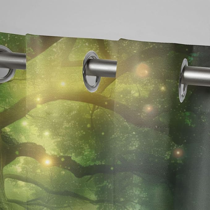 Fantasy Theme Waterproof Indoor/Outdoor Curtains, Forest Pattern, Light - Image 4