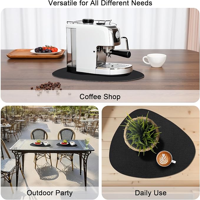 Placemats and Coasters, Washable Reversible Placemats Round Faux Leather - Image 6