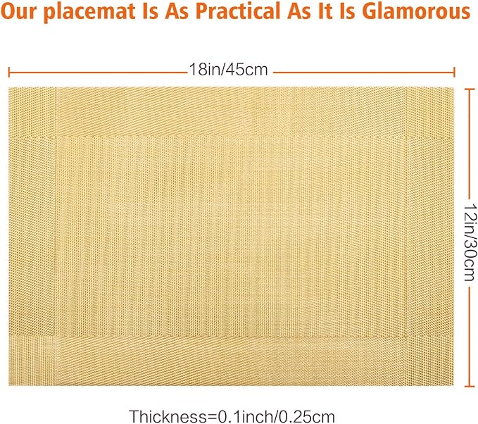 Placemats Set of 12, Heat and Stain Resistant Indoor/Outdoor Place mats - Image 3