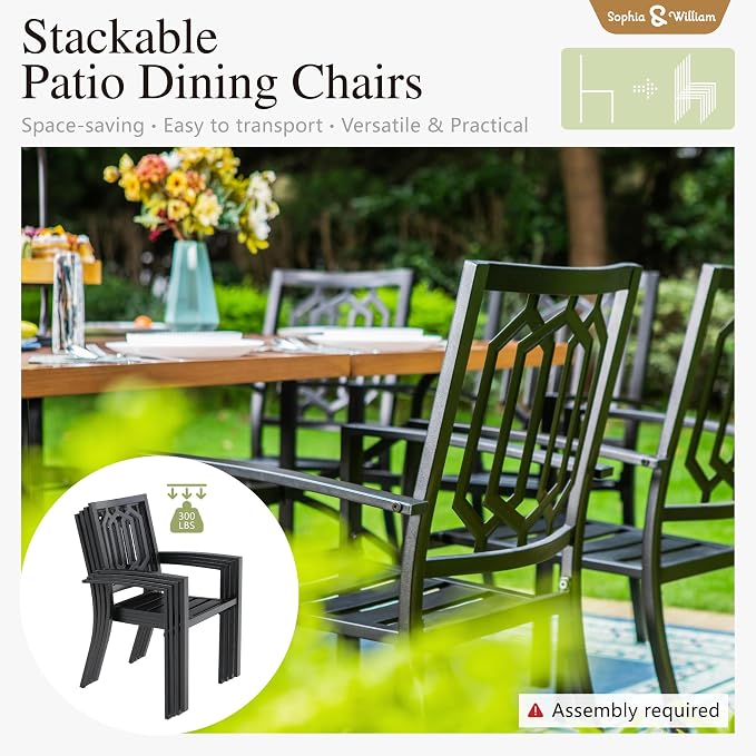 Sophia & William Patio Table and Chairs Set, Outdoor Dining Set - Image 2