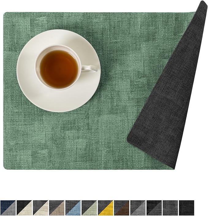 Romanstile Reversible Vinyl Placemats Set of 4, Faux Leather 100% Waterproof by Romanstile