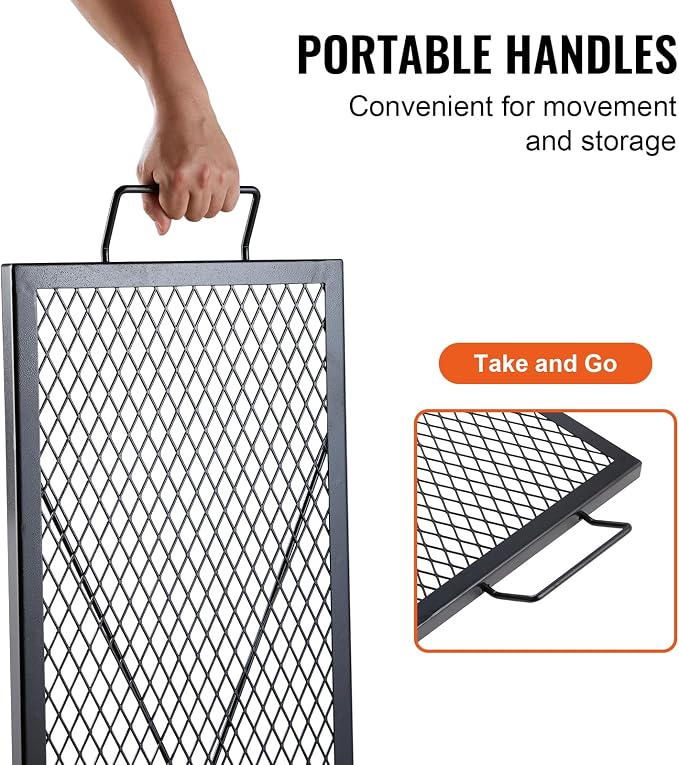VEVOR X-Marks Fire Pit Grill Grate, Rectangle Cooking Grate, Heavy Duty Steel - Image 5