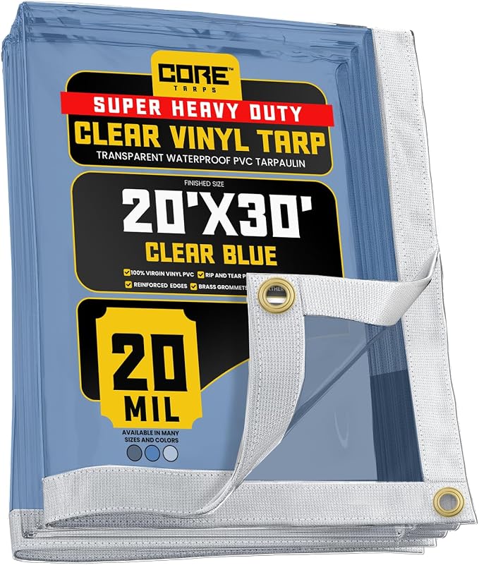 Core Tarps 20 Mil Extreme Heavy Duty Clear Tarp by CoreTarps