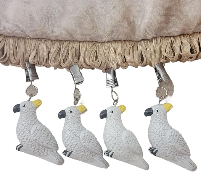 TwoFish Home Set of 4 White Parrot Resin Tablecloth Weights Clips White Parrot - Image 3