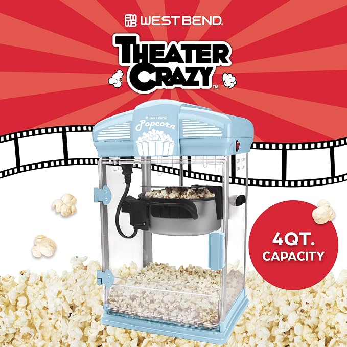 West Bend Stir Crazy Movie Theater Popcorn Popper, Gourmet Popcorn Maker Machine - Image 3