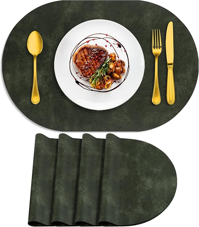 ADRIMER Placemats, Heat Resistant Oval Placemats Set of 4 Washable 12 x 17 Inch by Adrimersdreamistobeanindispensablecompanioninyourlife