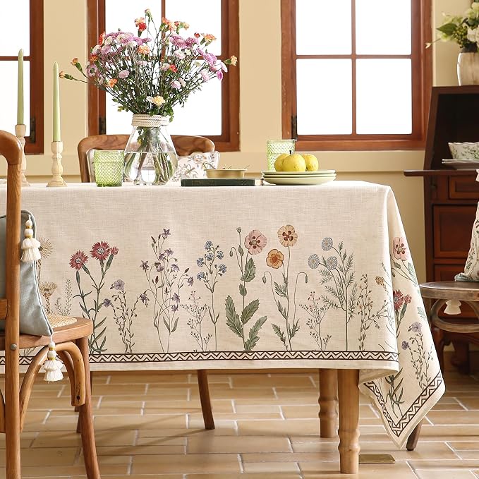 ISAENNE Designer Off White Linen Table Cloth - Image 2