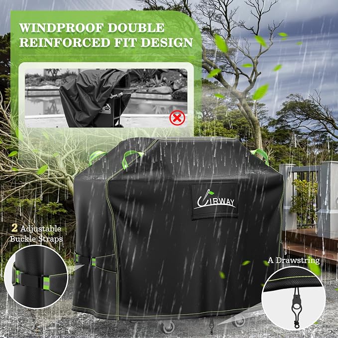 UIRWAY Grill Cover for Outdoor Grill 58 Inch, 600D Heavy Duty Waterproof BBQ - Image 5