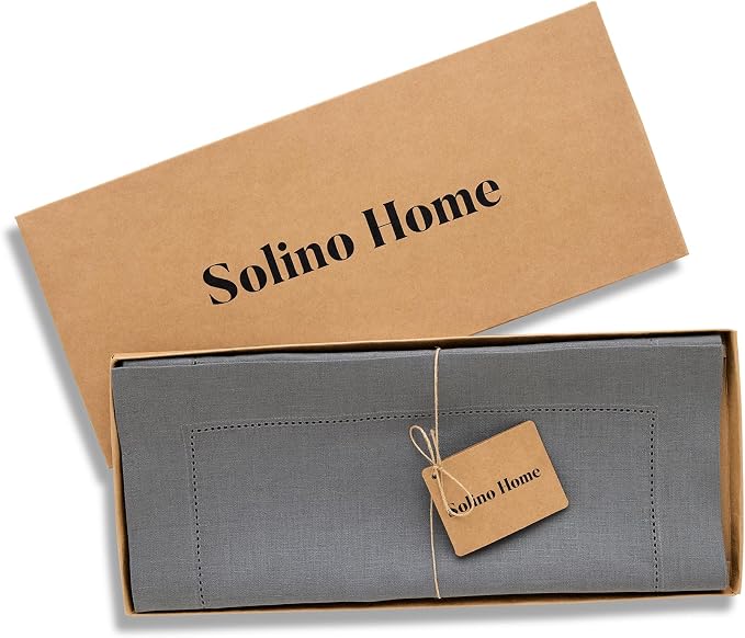 Solino Home Linen Steel Gray Hemstitch Table Runner 36 Inches - Image 5