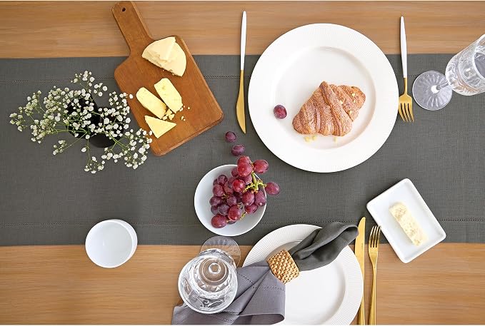 Solino Home Linen Steel Gray Hemstitch Table Runner 60 Inches - Image 3