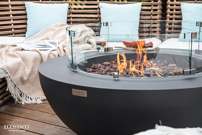 Elementi | Bundle Lunar Gas Fire Pit Cast Concrete 42" Round Fire Table - Image 4