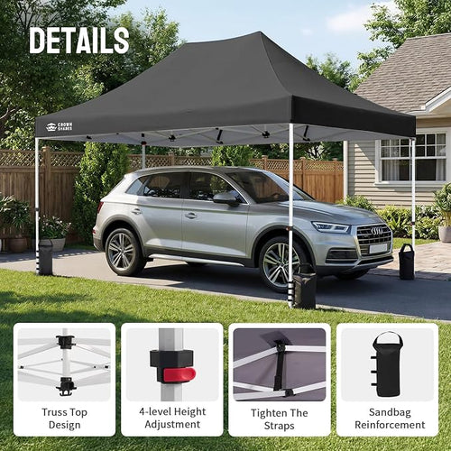 CROWN SHADES 10x15 Pop Up Canopy Tent, Thicken Frame Commercial Heavy Duty Tent - Image 2