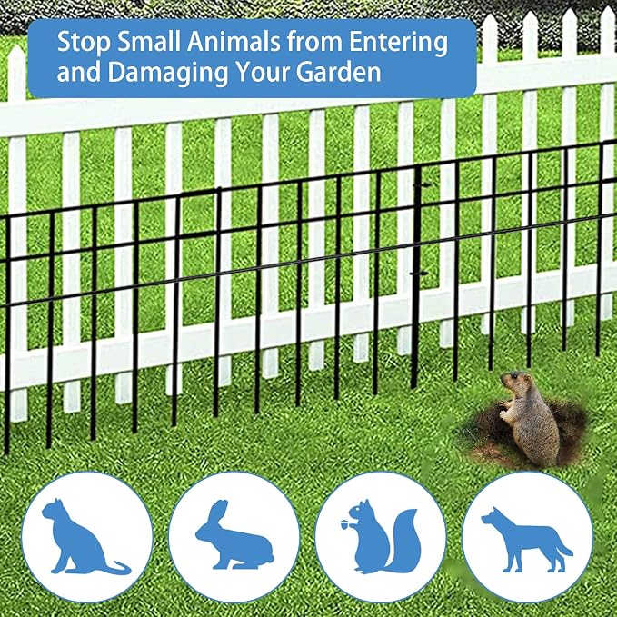 32x10-inch No Dig Animal Barrier Fence, 20 Pack Black Dig Protective Fence - Image 3