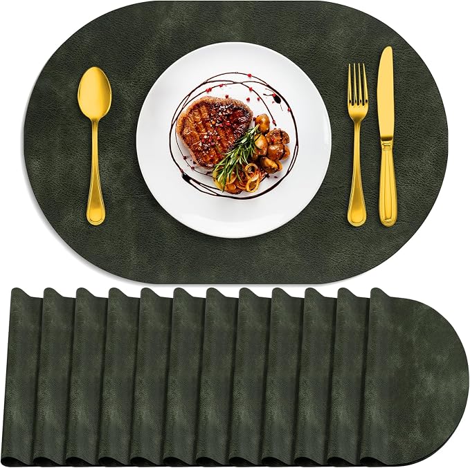 ADRIMER Placemats, Heat Resistant Oval Placemats Set of 12 Washable 12 x 17 Inch by Adrimersdreamistobeanindispensablecompanioninyourlife