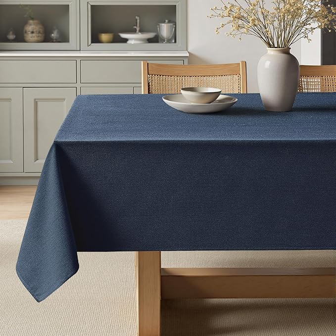 MIULEE Navy Blue Linen Polyester Tablecloth 60x84 Inch Rectangle Table Cloth by MIULEE