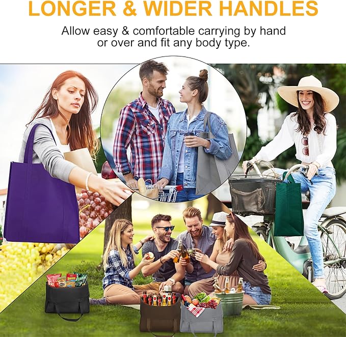 WISELIFE Reusable Grocery Shopping Bags 10 Pack Large Foldable Tote Bags Bulk - Image 5