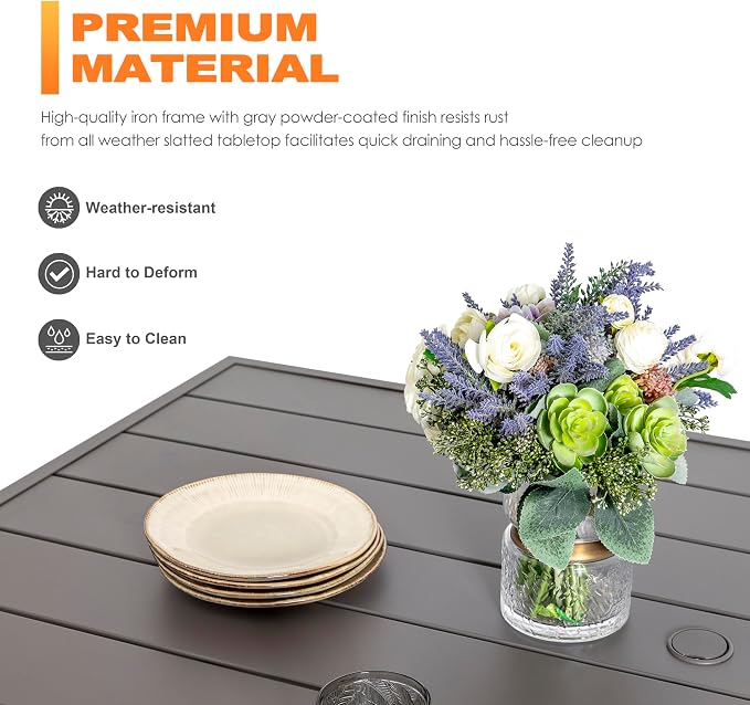 NUU GARDEN Outdoor 61" x 37" Rectangle Dining Table - Image 5