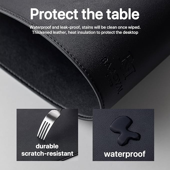 Faux Leather Placemats Set of 4 Vinyl Washable Wipeable Table Mats - Image 6