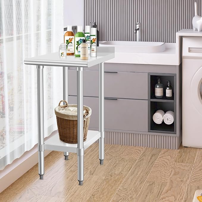 HARDURA Stainless Steel Commercial Work Table Prep Work Metal Table 24×18 Inches - Image 7
