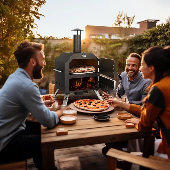 15’’ Outdoor Pizza Oven Wood Fired Pizza Oven Portable Patio Ovens Included - Image 9