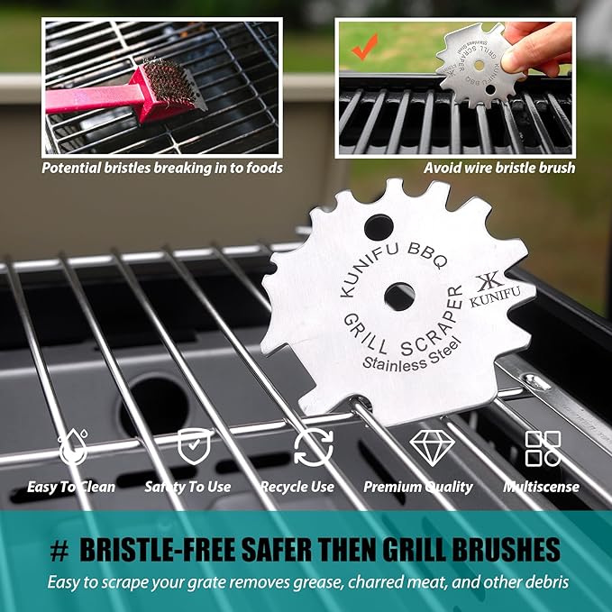 KUNIFU BBQ Grill Scraper, Stocking Stuffers, Bristle-Free - Image 5