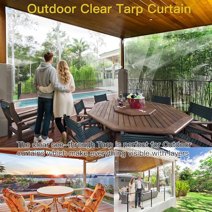 Clear Tarps Heavy Duty PVC, Transparent Tarp Durable Waterproof Dustproof - Image 6