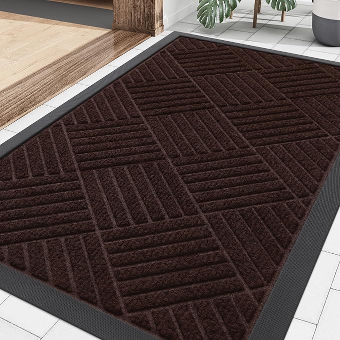 Smiry Front Door Mat Outside Entrance, Heavy Duty Outdoor Indoor Natural Rubber by Smiry
