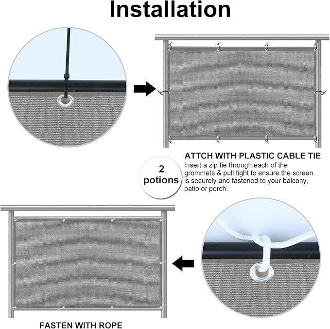 Eden's Decor Balcony Privacy Screen Cover Mesh Windscreen Weather-Resistant UV - Image 2