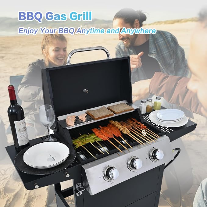 Endark Propane Gas Grill 3-Burner, 000 BTU Stainless BBQ Grill - Image 7