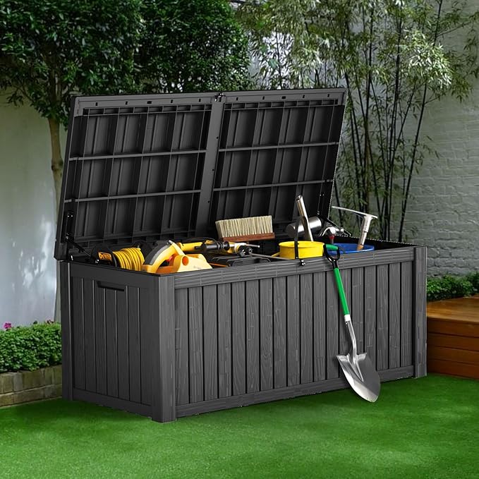 Outdoor Storage Box Waterproof Large, 180 Gallon Lockable Resin Deck Box - Image 8
