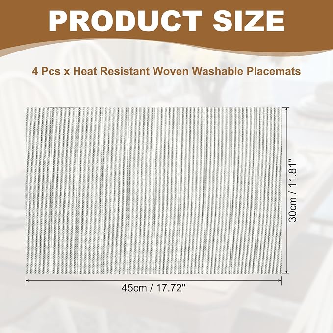 uxcell Faux Linen Placemats, 12x18 Inch Heat Resistant Place Mats Machine - Image 2