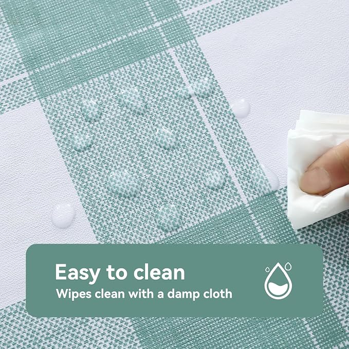 Romanstile Rectangle Plastic Tablecloth, 100% Waterproof Oil-Proof Checkered - Image 3
