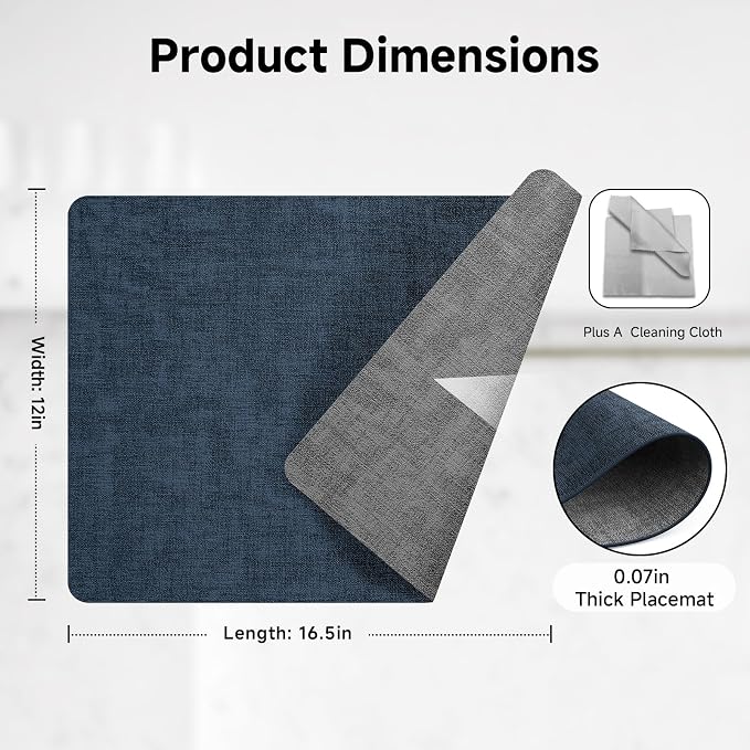 Faux Leather Vinyl Placemats Set of 4 Wipeable Heat Resistant Place Mats 100% - Image 5