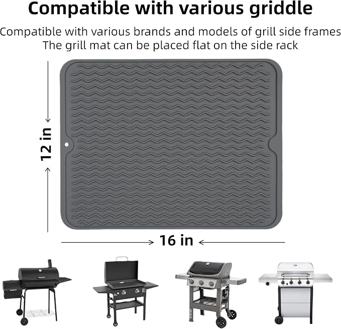 Grill Accessories, 16x12 Inch Silicone Heat Resistant Mat, BBQ Tool Rest Pad - Image 4