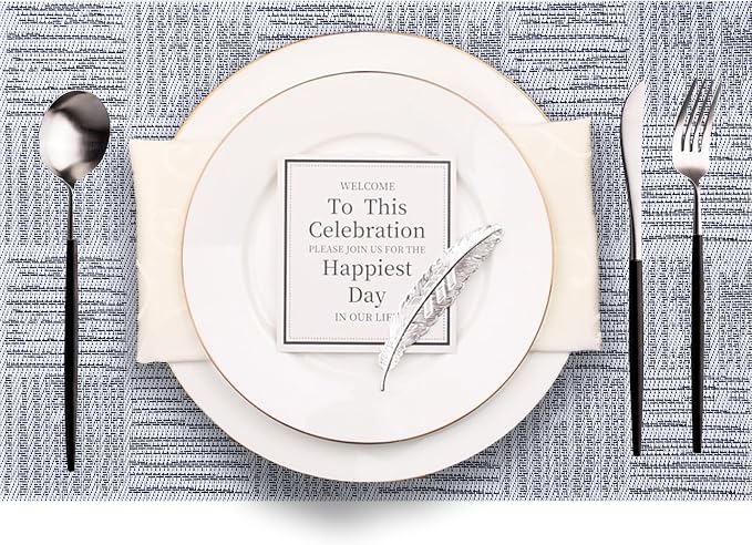 Placemats Set of 8, Plastic Vinyl 18" x 12" Place Mats by PandaPalm