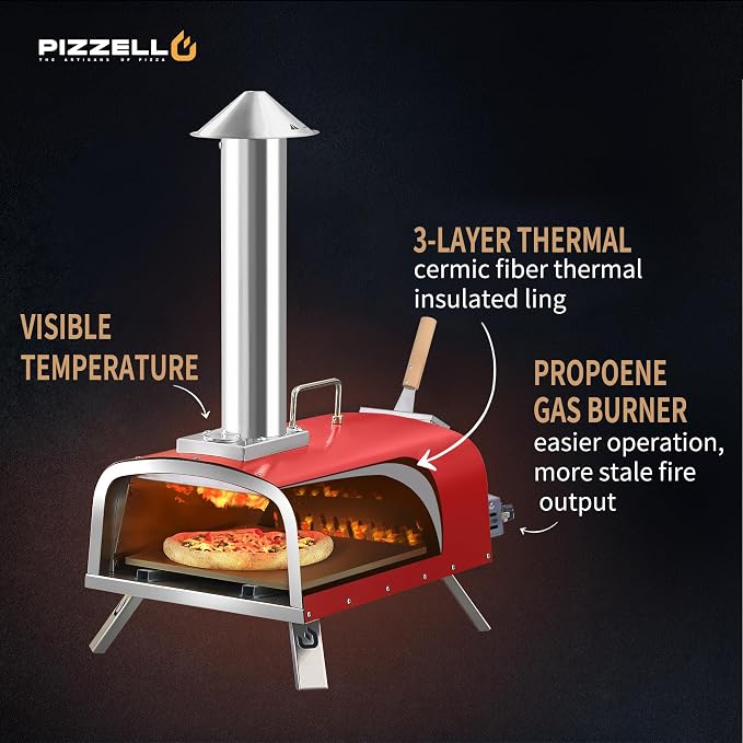 PIZZELLO 13" Outdoor Pizza Oven Propane Wood Fired Outdoor Foldable Pizza Ovens - Image 5