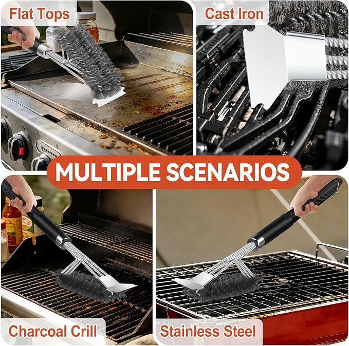 Grill Brush with Scraper, Adjustable Handle BBQ Grill Brush, Extra Strong Grill - Image 7
