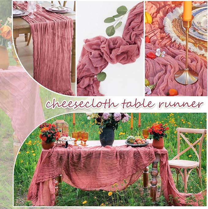 20 Packs Cheesecloth Table Runner 10FT Long Boho Gauze Fabric Table Runner - Image 4