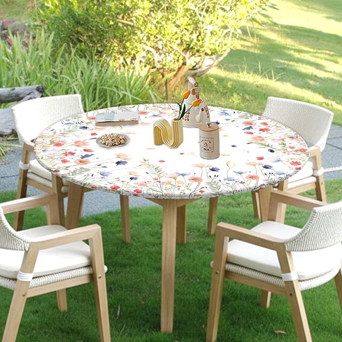 Spring Summer Floral Round Fitted Tablecloth - Image 3